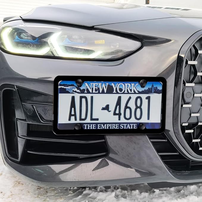 Matte Black License Plate Frames - 2 Pack Black Car Plate Frames, Universal Aluminum 4 Holes License Plate Frame for Front and Rear Car Tags.