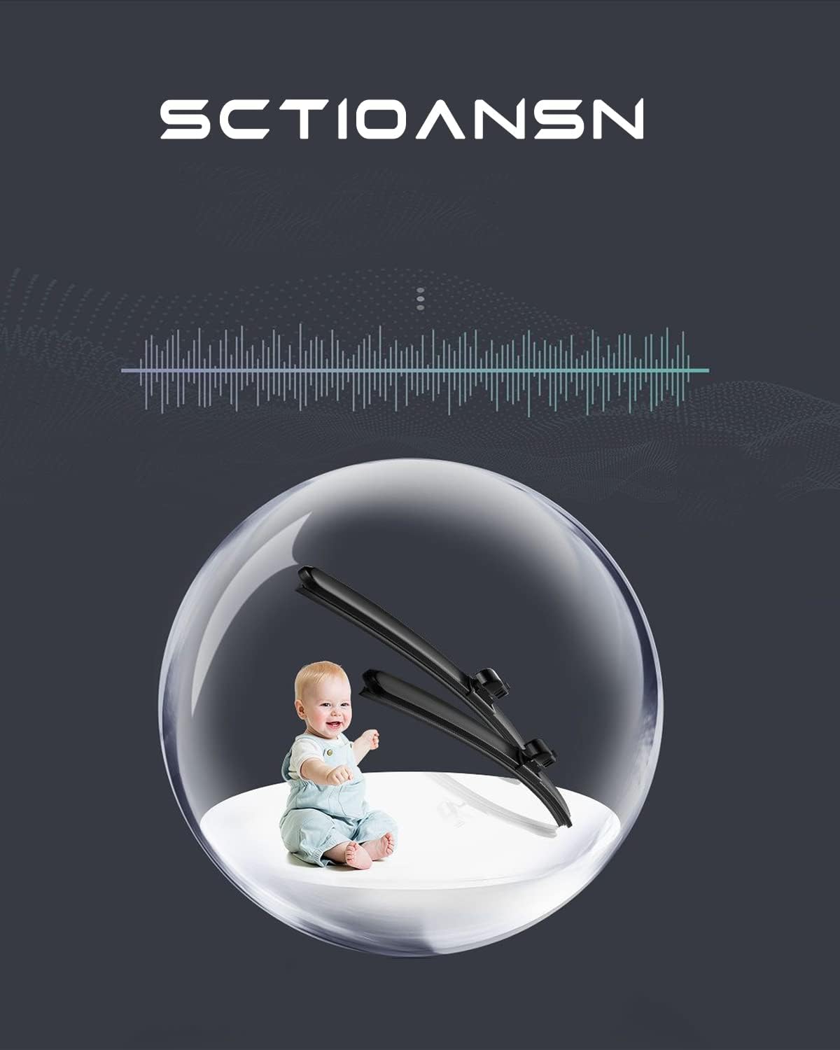 Replacement for Mercedes-Benz GLC300 2016-2021,GLC250 2017-2021,GLC43 AMG 2017-2021 Silent Wipers -SCTIOANSN Front Windshield Wipers 22"+22"+12" Blade Set (Pack of 3)