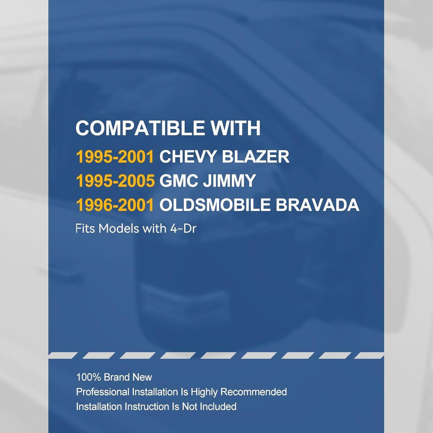 Auto Dynasty Set of 4 Carbon Fiber Pattern Window Visors Compatible with 1995-2005 Chevy Blazer GMC Jimmy Oldsmobile Bravada, Tape-On Rain Guards Shield Vent Shade Deflector Glossy Black