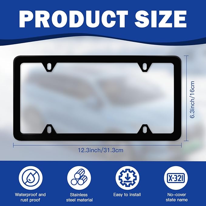 Personalized License Plate Frames Custom License Plate Holder with Your Text Logo Image 4 Hole License Plate Cover Design Stainless Steel Car Tag Holder Funny Car Gifts for Women Men