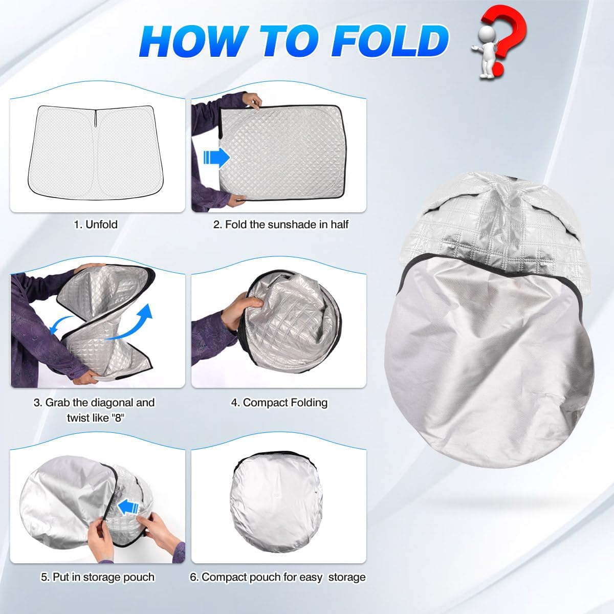 Windshield Sun Shade for 2024-2025 2026 Hyundai Kona Accessories Thicken 6-Layer Front Window Sunshade Cover Sun Visor Protector Foldable Block UV Rays Keep Vehicle Cool
