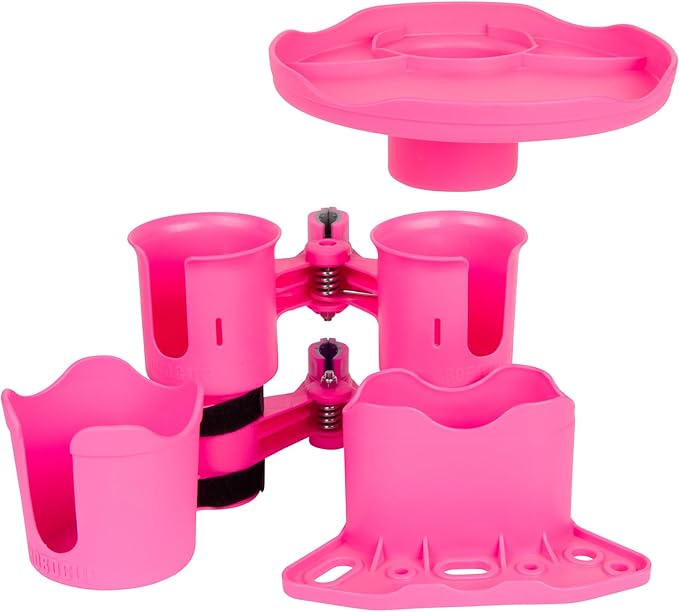 ROBOCUP, Patented Boat Cup Holder, Clamp on Portable Storage Caddy Securely Holds 2 Drinks, Fishing Poles, Tools, Marine Gear | Perfect for Boating, Beach Umbrellas, Golf Carts
