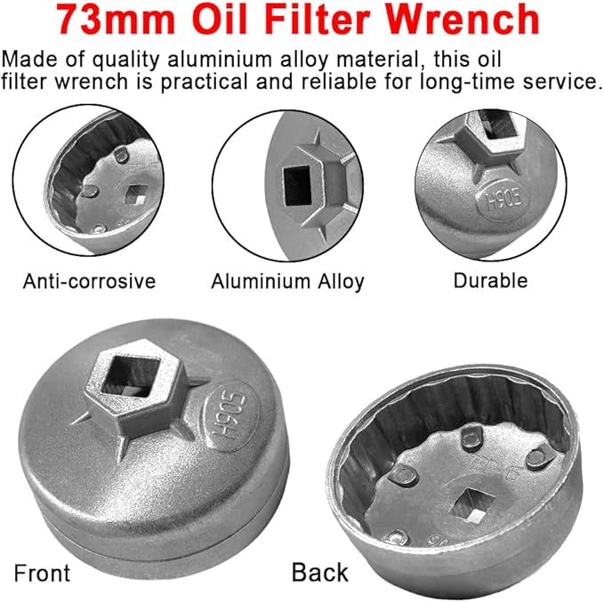 73-74mm Oil Filter Wrench, 15 Flutes Oil Filter Removal Tool Socket Compatible with AC Delco PF46/PF47/PF48/PF48e/PF63/PF64 Oil Filter for Chevy/Toyota/GM/Chrysler/Equinox 1.5L(1PC)