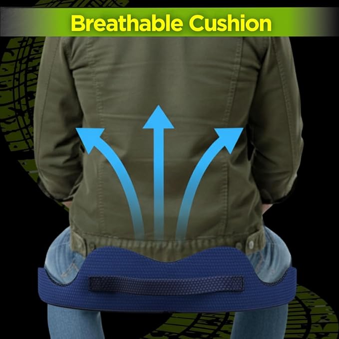 Large Truck Seat Cushion for Truck Driver Seat Cushion - Upgraded Back Support, CertiPUR-USยฎ Certified - Thick Memory Foam, Pain Relief for Hours of Driving, Trucker Approved Big Rig - Navy