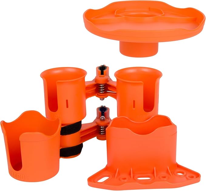 ROBOCUP, Patented Boat Cup Holder, Clamp on Portable Storage Caddy Securely Holds 2 Drinks, Fishing Poles, Tools, Marine Gear | Perfect for Boating, Beach Umbrellas, Golf Carts