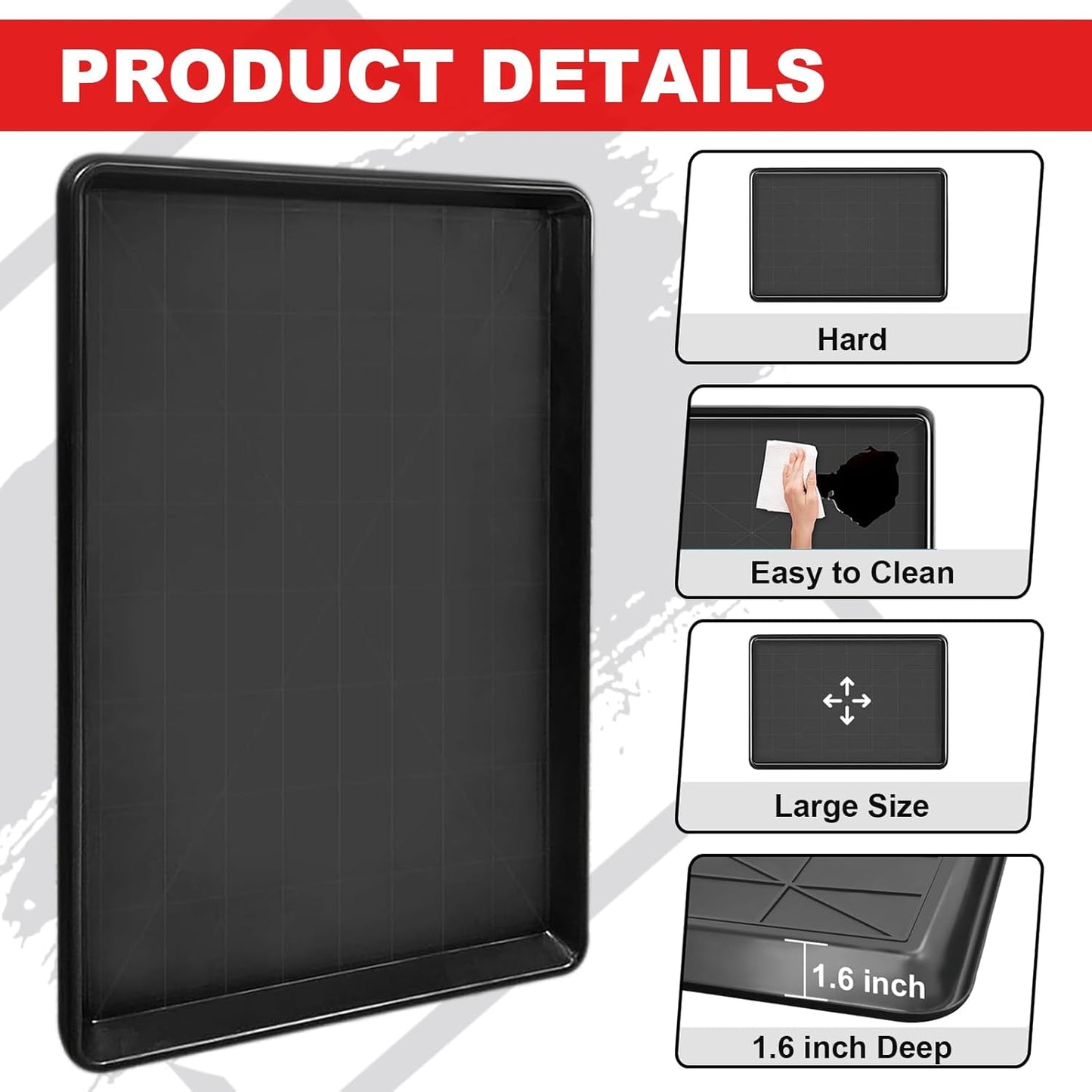 6Pcs Extra Large Car Oil Drip Pan- 35.4 x 24 x1.6 Inches Oil Drain Pan for Oil Change- Oil Drip Tray for Under Car Plastic Oil Tray, Oil Catch Pan Replacement Tray to Keep Garage Floor Clean