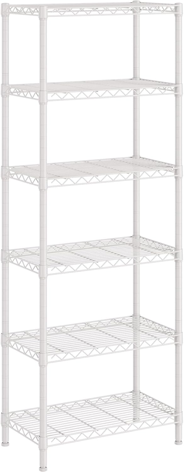 SINGAYE 6 Garage Heavy Duty Shelving Unit Kitchen Pantry Close Home Organizers and Storage Bathroom Shelf Laundry Room Organization Industrial Book Metal Wire Adjustable Shelves