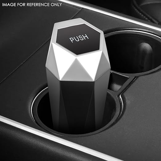 DNA MOTORING 2PCS Mini Car Auto Trash Can with Removable Lid, Leakproof Mini Garbage Bin for Automotive Home Office,Black/Silver,Set of 2,ZTL-OD-01-SL