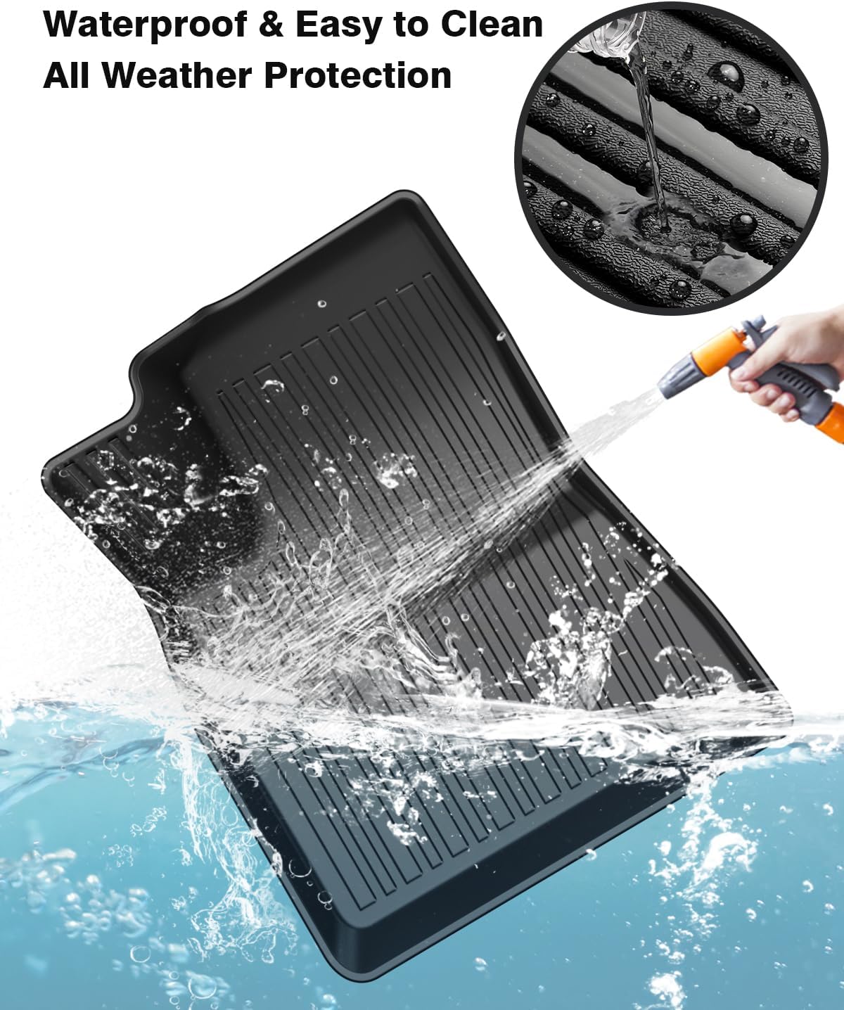 Powerty Floor Mats for 2024 2025 Tesla Model 3 Highland 8 PCS Floor Cargo Liners Full Set All Weather TPE 3D 2 Row Liner Front Rear Storage Mat and Rear Seat Back Mats