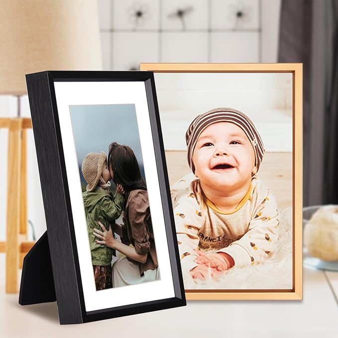 8x10 Picture Frame, Black Aluminum Metal Photo Frames with HD Glass, Fits 5x7 with Mat or 8 x 10 without Mat, Display for Wall and Table