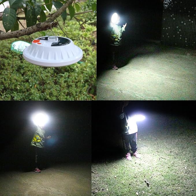 Solar Camping Lights 120 LED Tent Lamp 4500mah 5 Mode USB Rechargeable Remote Control Portable Lantern Hanging Waterproof for Home Indoor Outdoor Emergency Courtyard 1 Pack