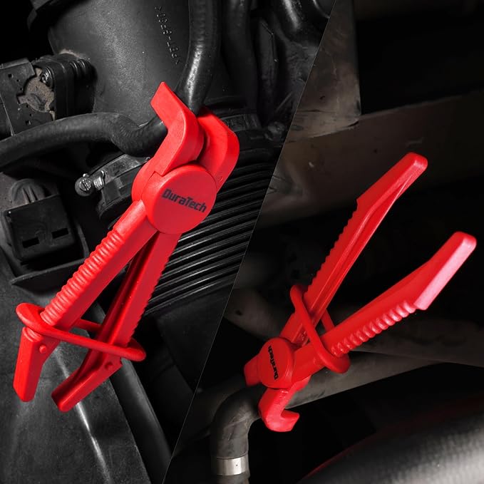 DURATECH 3-Piece Hose Pinch Clamp Pliers, 90 Angled Hose Pinch Off Plier, Line Clamp Pliers Set for Fuel, Brake and Radiator Hoses
