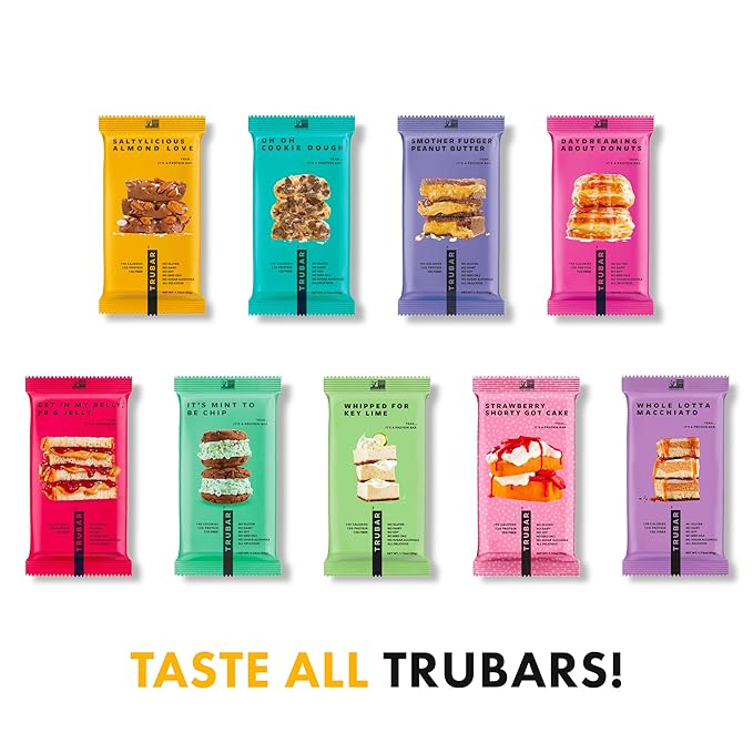 TRUBAR Vegan Protein Bar, Saltylicious Almond Love, Gluten Free, Plant Based, High Fiber, Dairy Free, Low Fat, Non GMO, No Sugar Alcohols, 12G Lean Protein, 13G Fiber, Healthy Snack Bars, 12 CT
