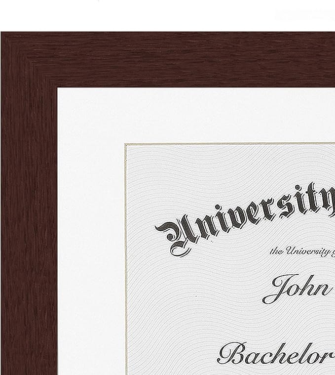 Americanflat 11x14 Diploma Frame in Mahogany - Displays 8.5x11 With Mat and 11x14 Without Mat - Composite Wood with Shatter Resistant Glass - Horizontal and Vertical Formats for Wall