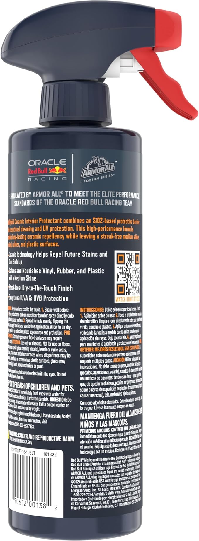 Armor All Podium Series Hybrid Ceramic Medium Shine Protectant Spray, 16 fl oz, Car Interior Protectant Developed in Collaboration with Oracle Red Bull Racing