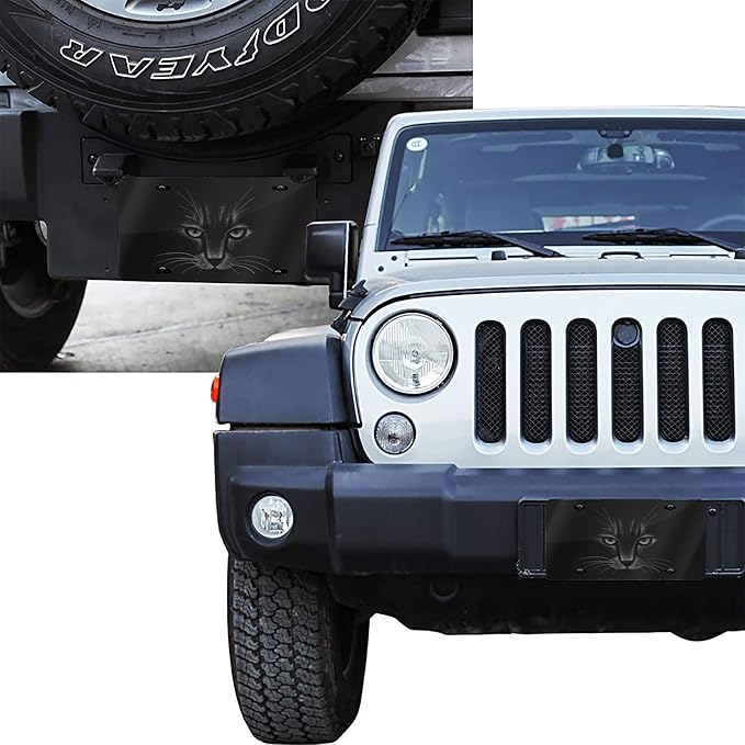 Front License Plate Black Cat Art Vanity Plates Aluminum Metal Decorative Car Tag Novelty License Plate Cover for Men Women 6 * 12 in (4 Holes)