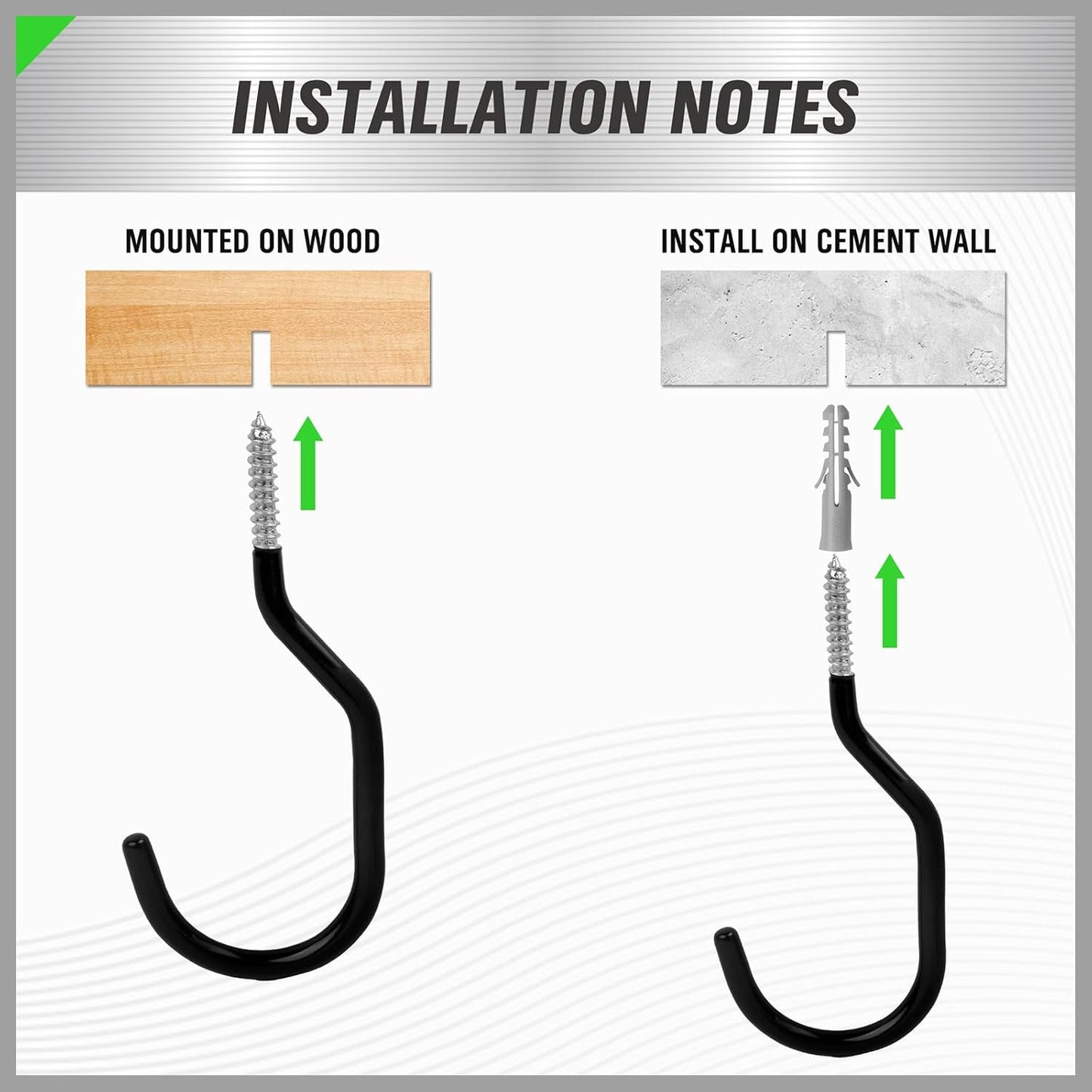 SWANLAKE 8-Piece Heavy Duty Garage Bike Hooks, 6-inch Bike Hooks for Garage Organization, Wall & Ceiling Mount Screw in Hanging Hook, Max Unit Load 100LBS Rustproof Utility Hook Bikes Hanger