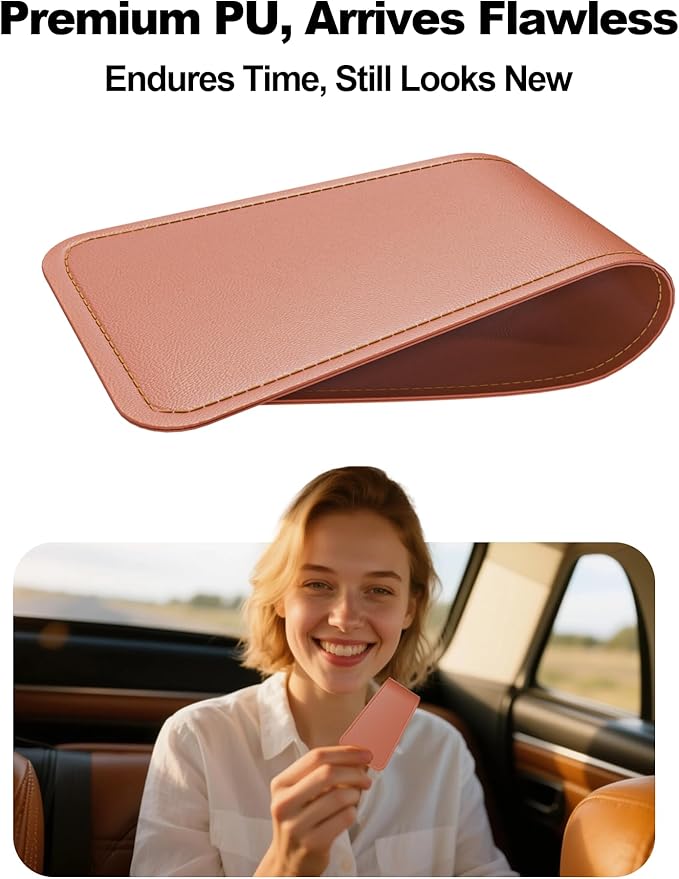 Patented Car Air Freshener Visor Clip, Compatible with Drift Air Freshener, Premium Leather, Gentle on Sun Visors, Ideal for Modern & Electric Vehicles, Orange (Clip Only)