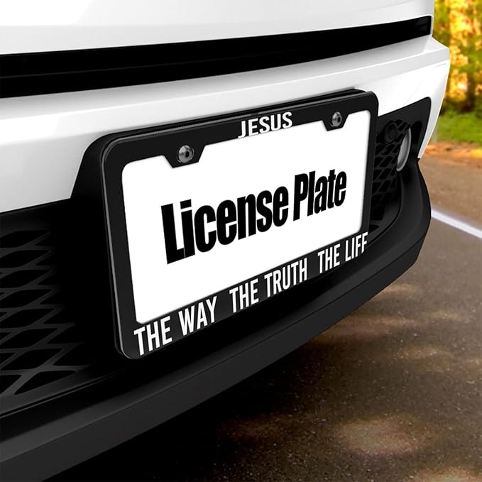 Jesus License Plate Frames, The Way The Truth The Life License Plate Cover Holder, Christian Car Accessories, Aluminum Auto Tags Cover 2 Holes Screws 6 X 12 in