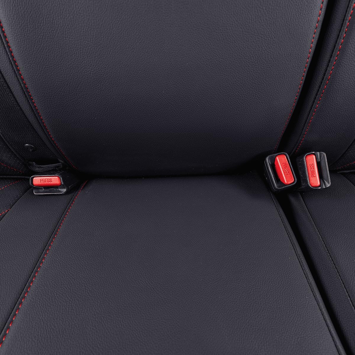 EKR Custom Fit Tacoma Car Seat Covers for Select Toyota Tacoma 2016 2017 2018 2019 2020 2021 2022 2023 Access Cab - Full Set,Leather(Black with Red Trim)