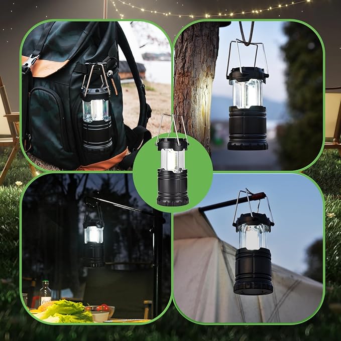 Lantern Collapsible Camping Light, Battery Operated Lanterns LED Super Bright for Power Outages Indoor Emergency Outdoor Camping Hiking Kit (COB-4)