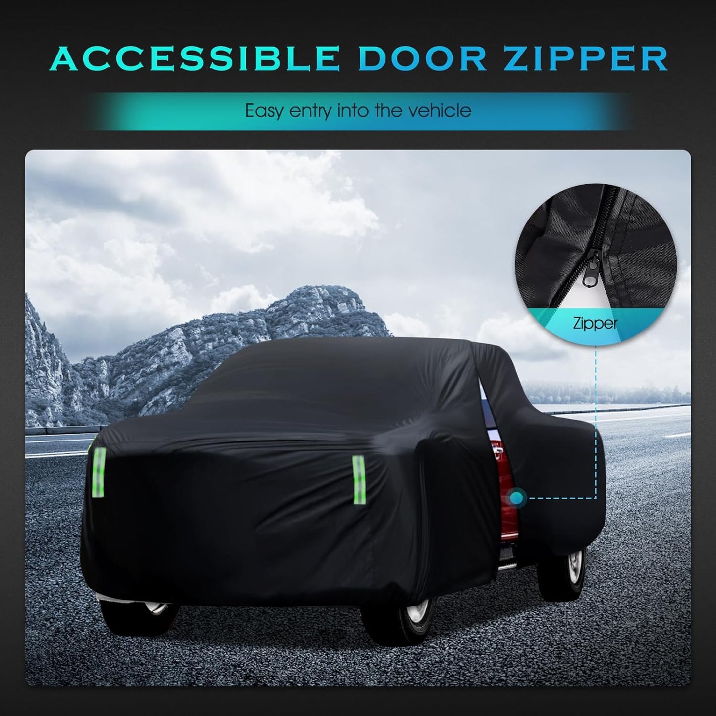 Car Cover Waterproof All Weather,Full Outdoor Pickup Truck Cover Rain UV Protection, Size T4 Universal Fit for Ford F150 Chevy Silverado Dodge Ram 1500. (Fit Truck Length 243 to 250 inch)