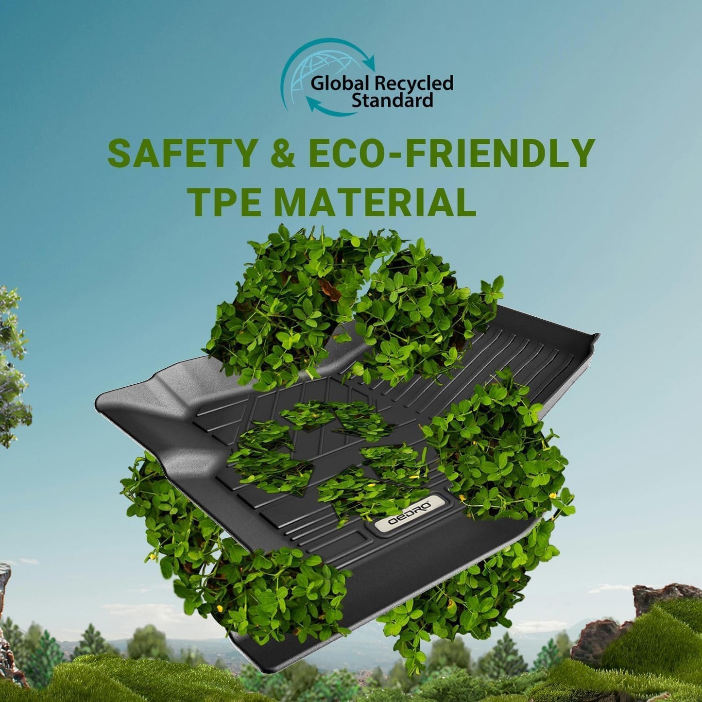 OEDRO Upgraded Floor Mats Fit for Toyota Tacoma 2016-2023 (Only for Double Cab & Automatic), All Weather TPE Tacoma Floor Liner Front and Rear 2 Row Mats,Black