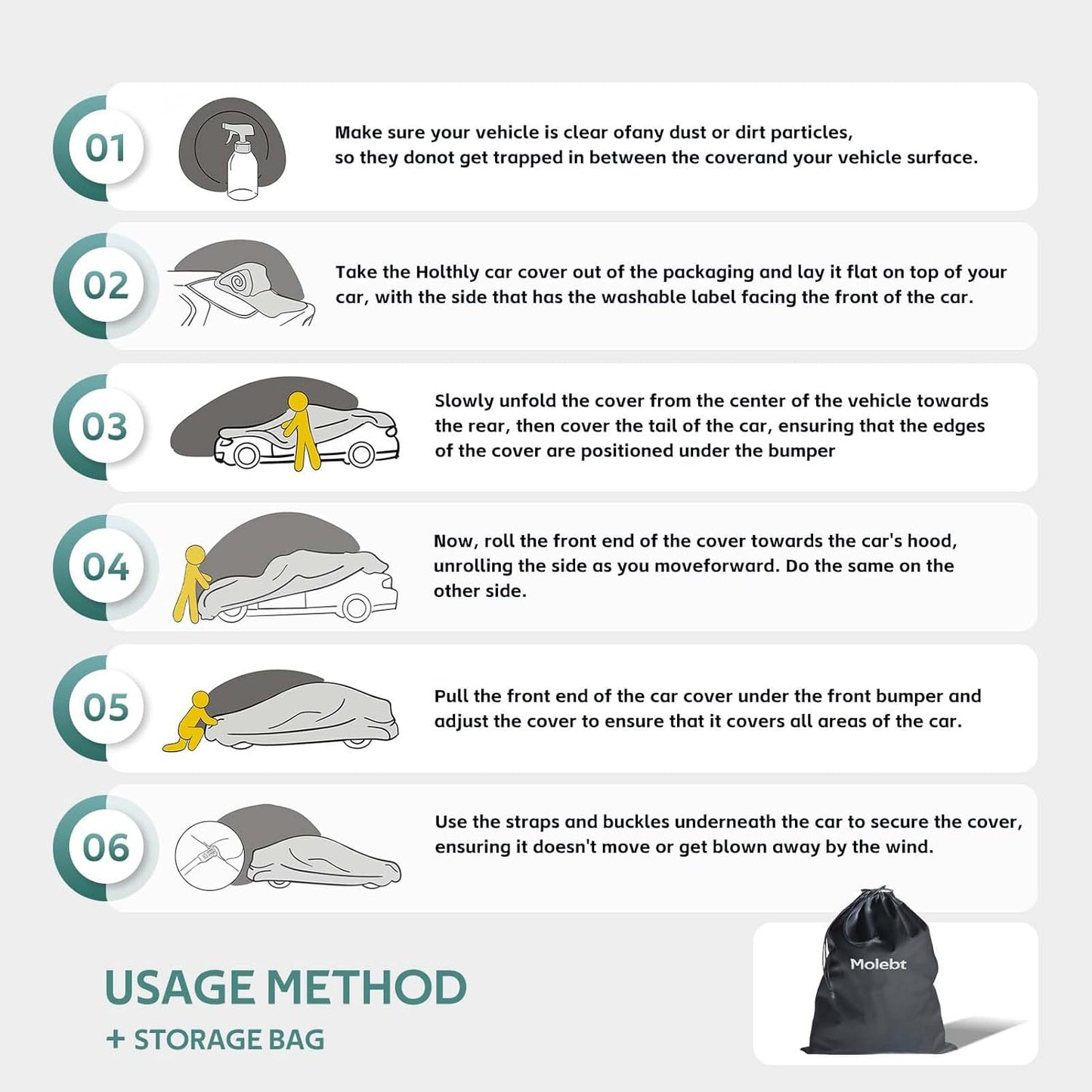 Hatchback Car Cover Waterproof All Weather for Automobiles, Universal Fit for Honda Fit, Ford Focus, Subaru Impreza, Toyota Matrix, VW Golf. Rain Winter Sun Protection. (Length: 164"-178")