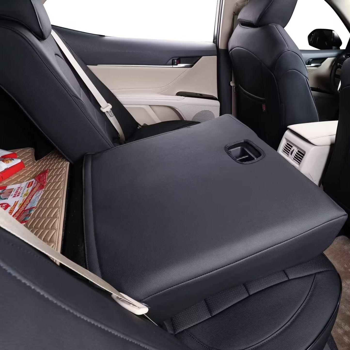 coverdream Custom Fit Camry Car Seat Covers for 2025 Toyota Camry XLE,XSE,Full Coverage Waterproof Leather Seat Protector(Full Set,Black/Gray)