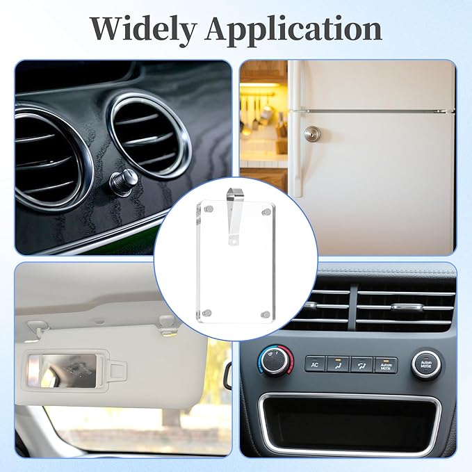 4 Pcs Car Visor Picture Holder, 2.36 x 3.54 Inch Acrylic Personalized Car Accessories with Photo Visor Clip, Magnetic Picture Frame Suitable for Adding Family or Personal Photos