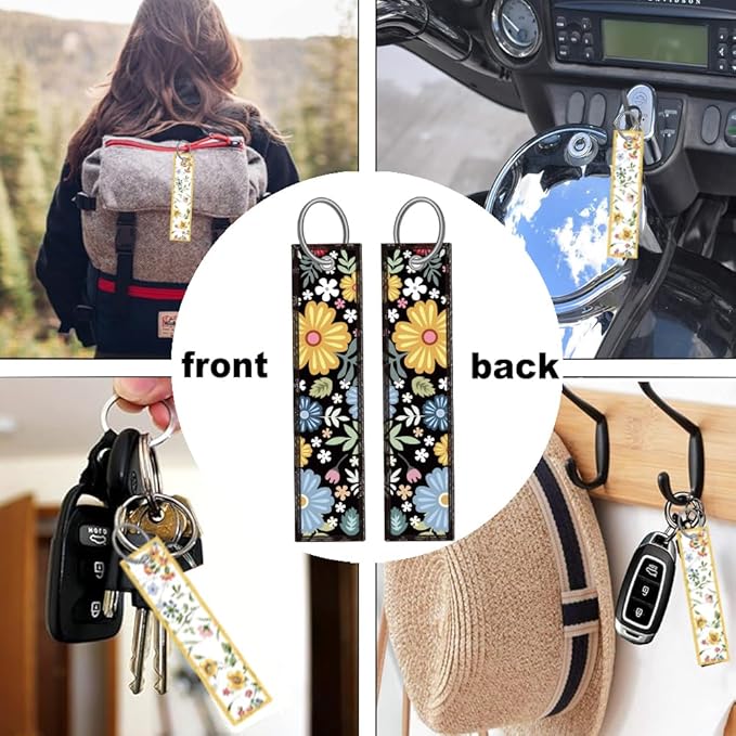 1pcs Hippie Flowers Floral License Plate Frame for Women,Yellow Black Plant Theme Floral car Decorative tag Frames Girly,Nature Flowers Floral License Plate Cover Holder for Vehicle with tag Keychain