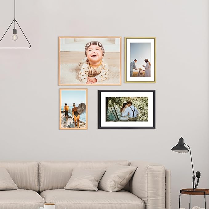 3.5x5 Picture Frame Set of 3, Brass Metal Photo Frames with HD Glass, Fits 2.5x3.5 with Mat or 3.5x5 without Mat, Wall Hanging and Table Display