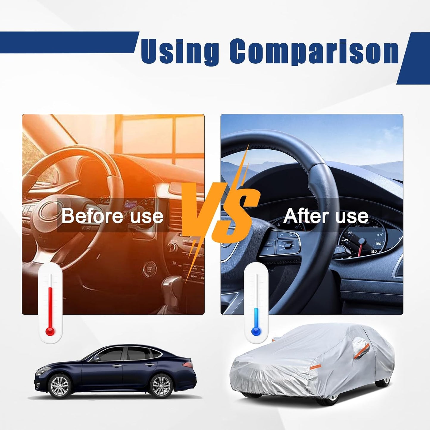 Kayme 6 Layers Car Cover Custom Fit for Tesla Model Y, Waterproof All Weather for Automobiles, Outdoor Full Car Cover Sun Rain UV Snow Protection.Silver