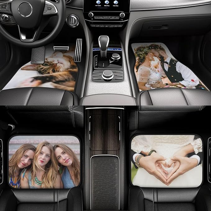 Personalized car mats 4 Pieces Custom Floor mats for Cars SUV Sedan Truck Van add Text and 3D Picture (New Black)
