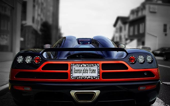 Dog Paw Print License Plate Frame -1Pcs Pet House License Plate Holder Black Funny Aluminum Car Accessories Personalized Car Plate Frame Decoration 12.3" X 6.3" with Screws for Men Women