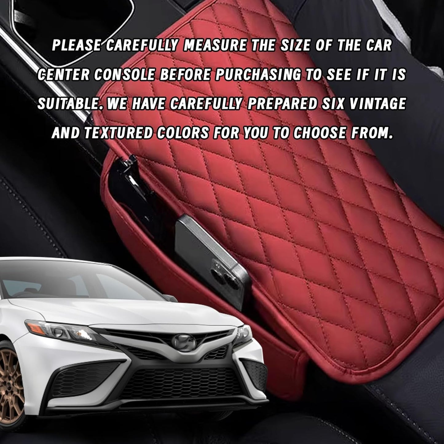 Car Center Console Cover, Upgraded Leather Arm Rest Cover for Car SUV, Car Middle Armrest Console Cover with 2 Storage Bags Scratch Resistant Waterproof Universal Car Accessories (Black)