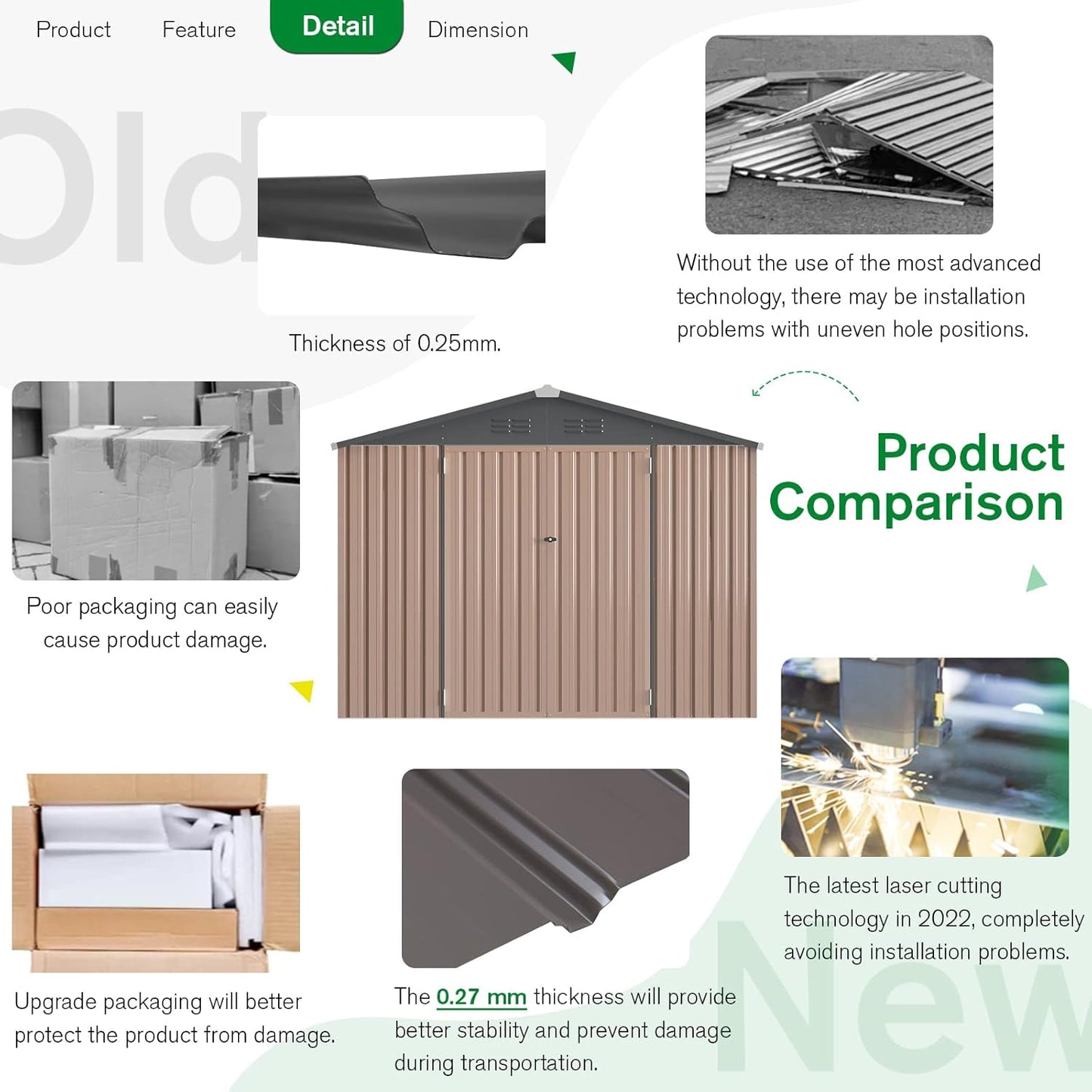 U-MAX 8x6 Storage Sheds & Outdoor Storage, Small Outdoor Storage Garden Outside Shed kit, Galvanized Metal Utility Shed for Backyard, Patio and Lawn