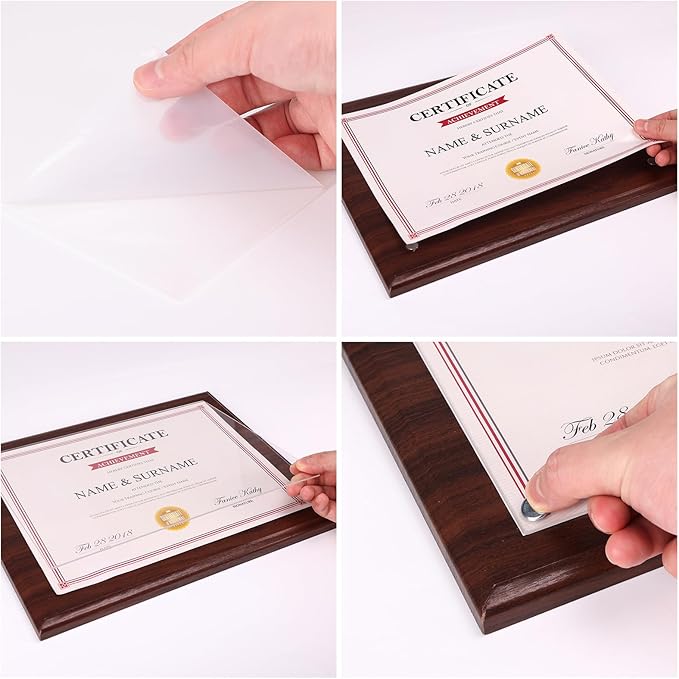 PETAFLOP Brown 8.5x11 Picture Frame, Certificate Award Document Plaque Wall Mounted Display, Single