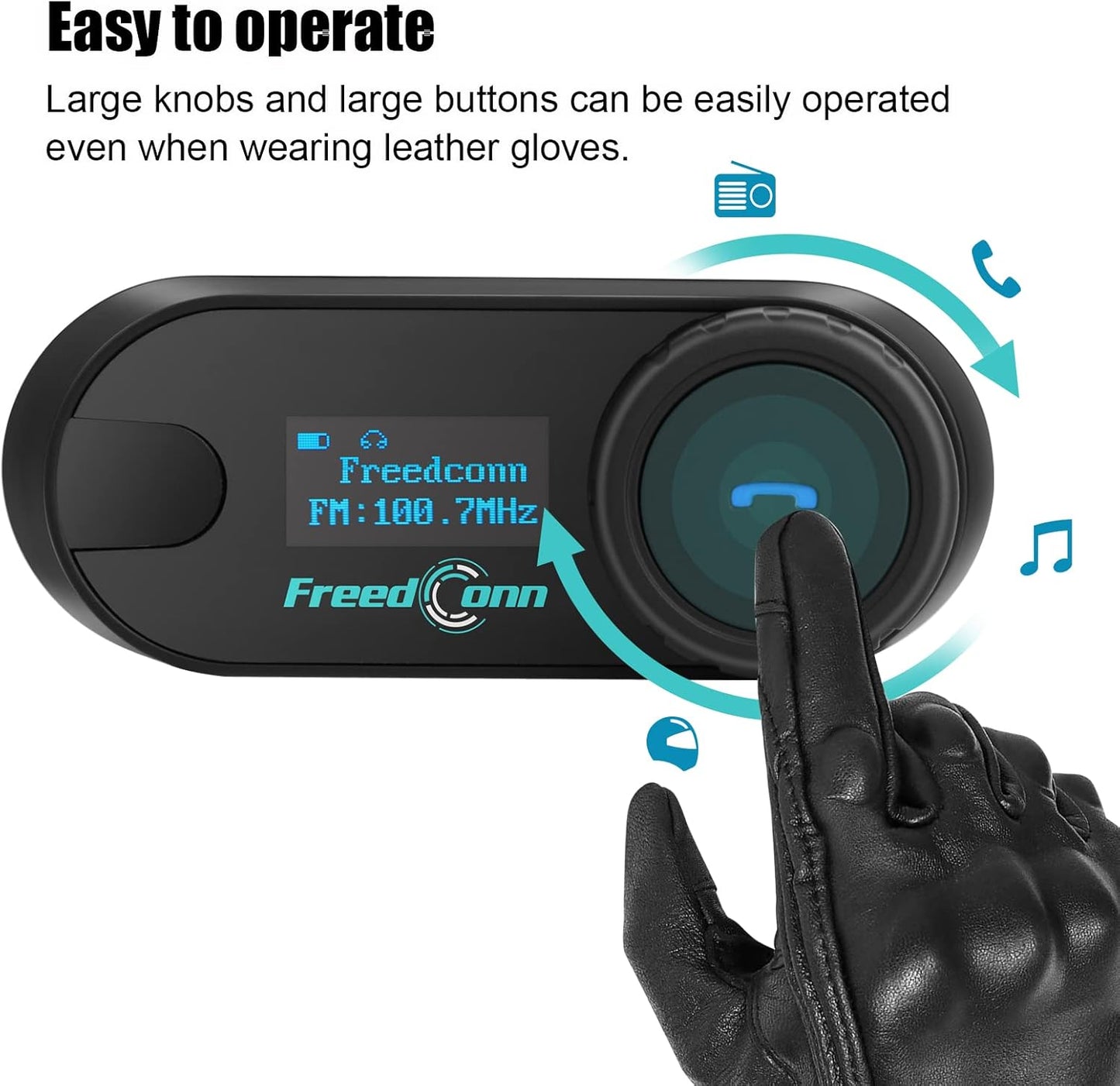 FreedConn TCOM SC Motorcycle Helmet Bluetooth Headset, Motorcycle Communication Systems with LCD Screen, CVC Noise Cancellation, Stereo Music, 3 Riders 0.5mi/800m 12Hrs Intercom, IP65, 1 Pack