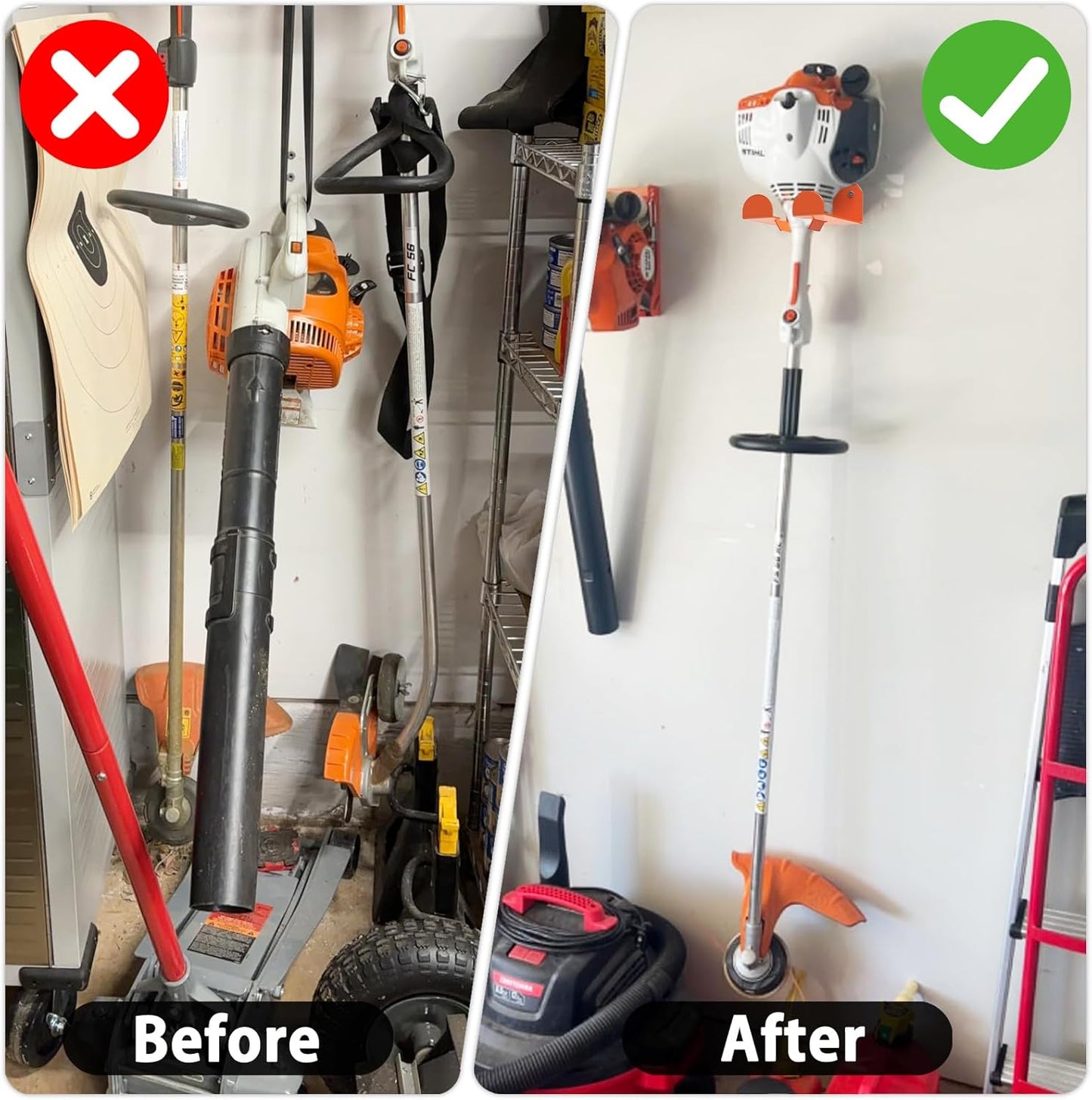 Trimmer Rack Wall Mount Heavy Duty Weedeater Hanger for Garage Wall Bracket Garage Organizer Weed Eater Hanger for Grass Trimmer, Garden Tools 3 Pack