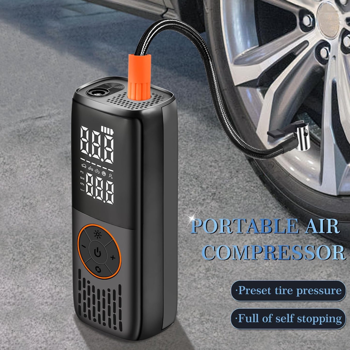 20000mAh Tire Inflator Portable Air Compressor, 150 PSI Auto Shut-Off Mini Cordless Tire Inflator For Car Tires, Bikes, Motorcycles, Sports Balls & More