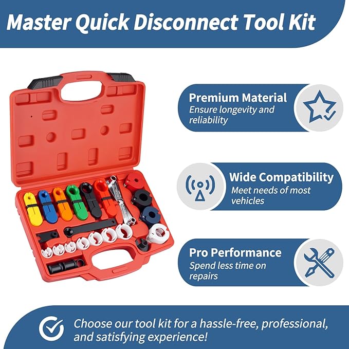 Master Quick Disconnect Tool Kit for A/C Fuel & Transmission Systems Fuel Line Disconnect Tool Set AC Line Removal Tool(red)