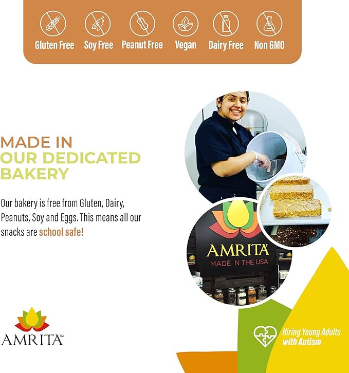 Amrita Nut Free Vegan Protein Bars (12 CT PK of 3) | Apple Cinnamon 15g Plant-Based Protein Bar, Peanut-Free, Gluten Free, and Dairy-Free, No Added Sugar, High Fiber, Healthy Snacks for Kids/Adults