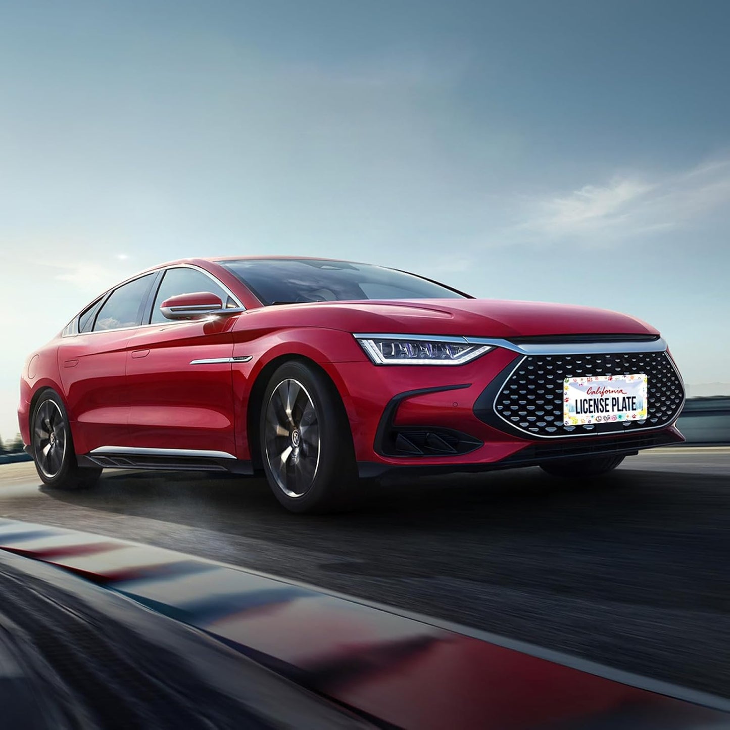 Dog Cat Paw License Plate Frame Colorful Paws License Plate Stainless Steel Funny License Plate Holder for Men Women Universal Animals Car Accessories Decoration 12.3" x 6.3"