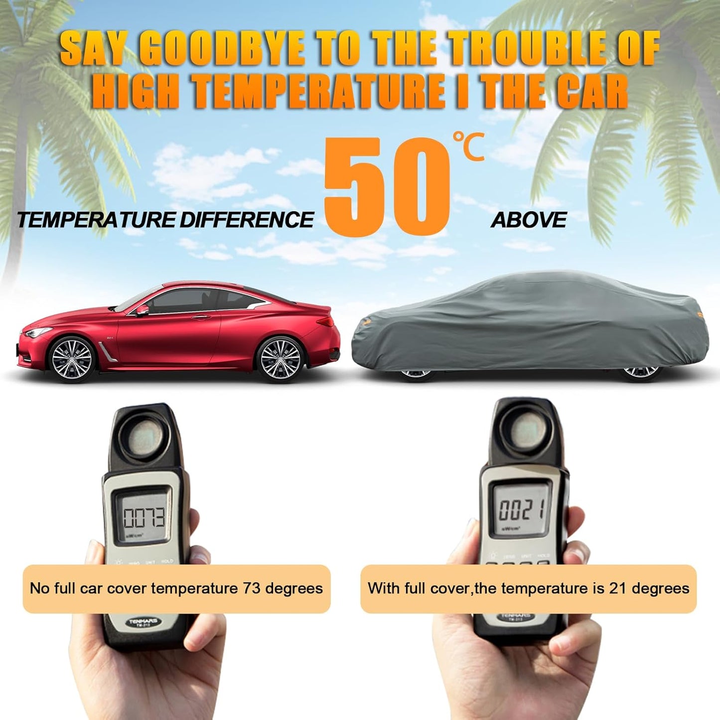 Kayme Heavy Duty Car Cover Waterproof All Weather, Full Exterior Covers Sun Rain UV Protection. Universal Fit Chevrolet Corvette, Acura TSX ILX, Porsche 911, BMW 3 4 Series, Lexus is 250 300 Etc.