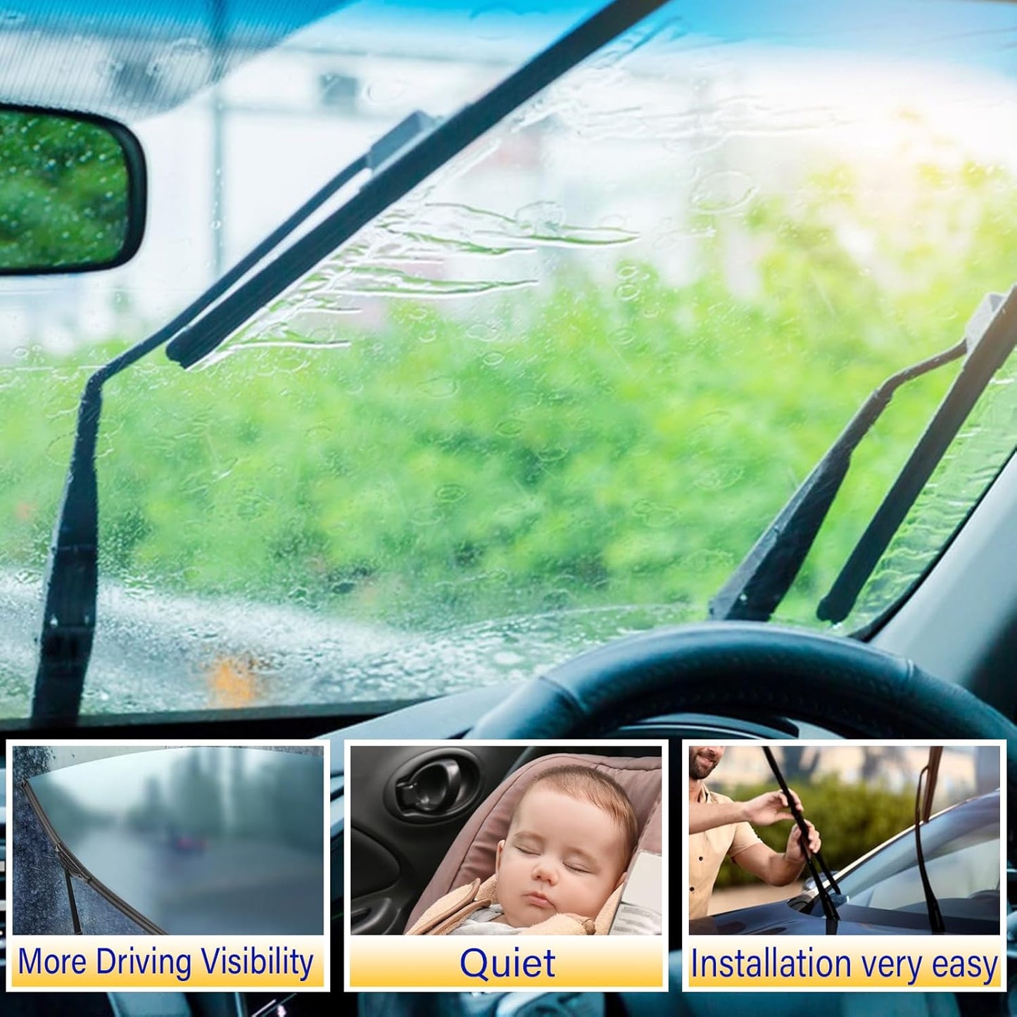 3 wipers Replacement for 2011-2015 Kia Sorento/2010-2019 Kia Soul/2018-2019 Kia Soul EV, Windshield Wiper Blades Original Equipment Replacement - 24"/20"/11" (Set of 3) U/J HOOK