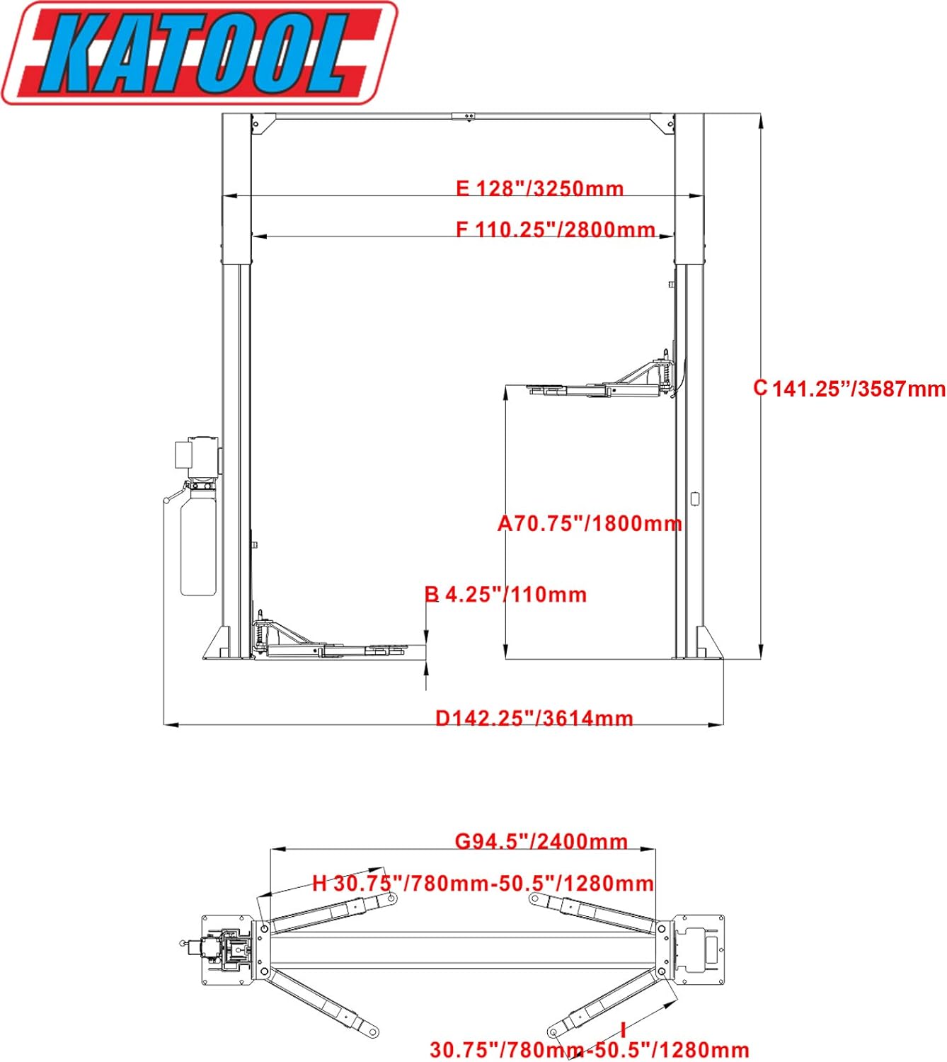 11000lbs Two Post Lift Auto Lift 2-Post Lift Car Lift Auto Lift 2 Post Lift Truck Clear Floor Hoist