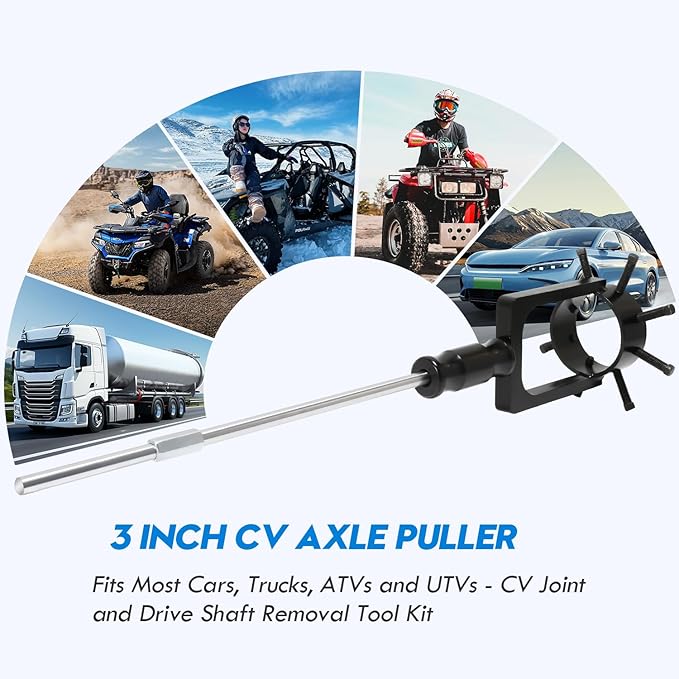 3 inch CV Axle Shaft Puller Tool Kit ,UTV/ATV CV Axle Removal Tool,Heavy Duty Axle Puller with Slide Hammer for Cars, Trucks, ATV & UTV - CV Joint & Driveshaft Removal Tool Set