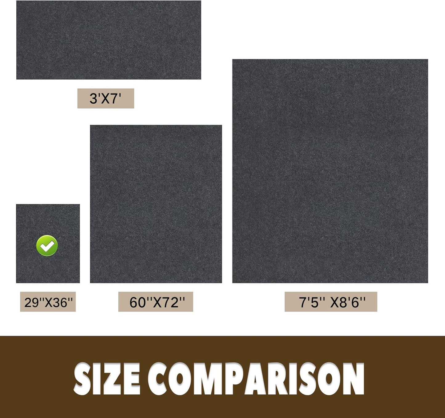 Oil Spill Mat, 29" x 36", Garage Floor Mat Under Car, Waterproof/Durable/Non-Slip TPR Backing, Reusable Absorbent Pad, Charcoal