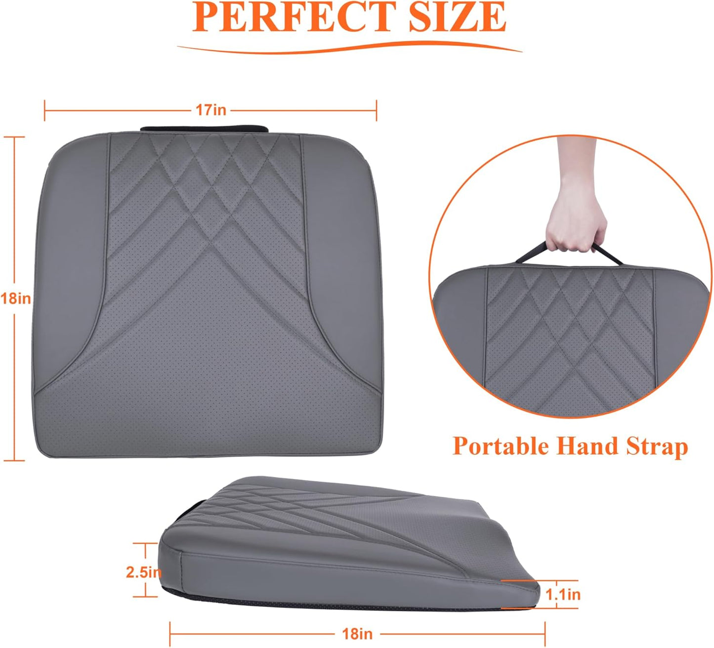 kingphenix Premium Car Seat Cushion, Memory Foam Driver Seat Cushion to Improve Driving View- Coccyx & Lower Back Pain Relief- Seat Cushion for Car, Truck, Office Chair (Dark Grey)